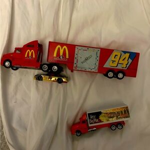 McDonald’s branded racing car and trucks